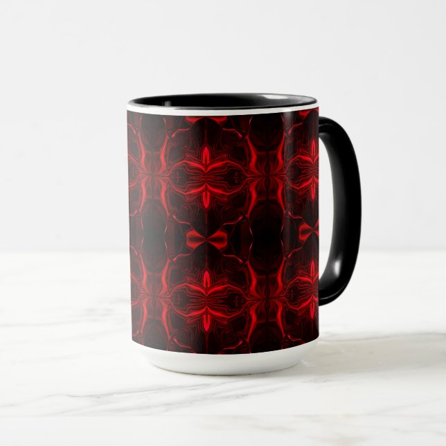 Formas em vermelho 'flutuando' sobre fundo preto. tasse (VorderseiteRechts)