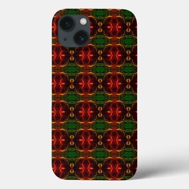 Formas, ‚traços vermelhos flutuam‘, em fundo verde Case-Mate iPhone hülle (Rückseite)