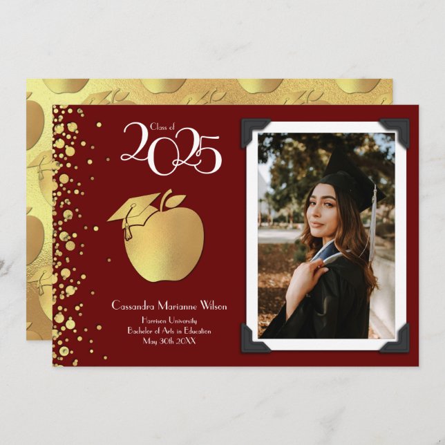 Formation des enseignants Faire-part de diplôme d' (Devant / Derrière)