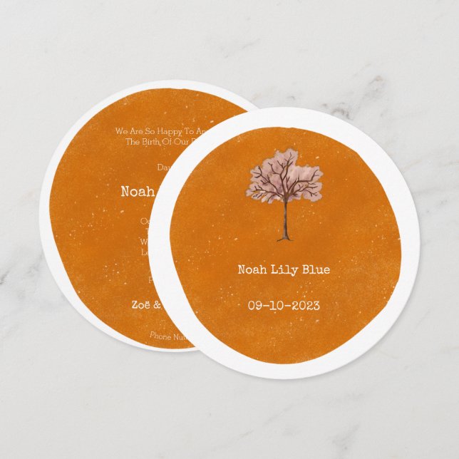 Forme de cercle jaune abstrait Carte de l'arbre ro (Devant / Derrière)