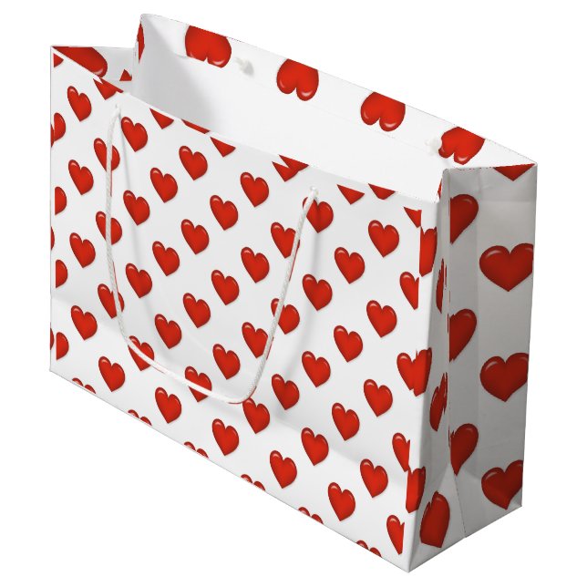 Forme de coeur élégant Grand sac cadeau (Devant Angle)