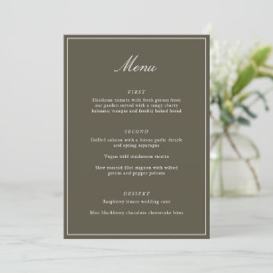 Formell klassische Border Olive Schrift Elegante H Menükarte