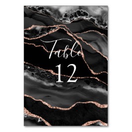 Formelle Black Agate Rose Gold Glitzer Tafel Tischnummer