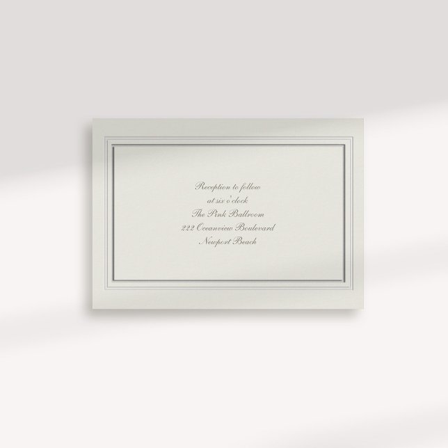 Formelle Imitate Embossed Frame Ecru Empfang Weddi Begleitkarte (formal traditional elegant calligraphy wedding reception card faux embossed frame ecru classic)