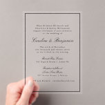 Formelle klassische Border Script-Elegante Hochzei Acryleinladungen<br><div class="desc">Mit diesen "Formal Classic Border Script Elegant Wedding UAWG Acrylic Invitations", die ein zeitloses und anspruchsvolles Hochzeitsthema ergänzen, können Sie Ihre Hochzeitsarbeit noch verstärken. Mit einem aufwändigen klassischen Rahmen, eleganter Skripttypografie und einem eleganten Acryldesign strahlen diese RSVP-Karten Raffinement und Klasse aus. Diese Einladungen sind perfekt für feierliche und traditionelle Hochzeiten...</div>