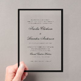 Formelle klassische Schwarz-Weiß-Border-Hochzeit Acryleinladungen
