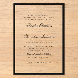 Formelle klassische Schwarz-Weiß-Border-Hochzeit Acryleinladungen