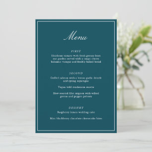 Formelle klassische Umrandung Teal Schrift Elegant Menükarte