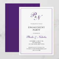 Formelle Lila Monogram-Engagement-Partei