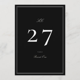 Formelle Schwarz-Weiß-Hochzeitstischnummer 5 x 7