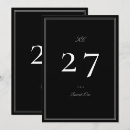 Formelle Schwarz-Weiß-Hochzeitstischnummer 5 x 7