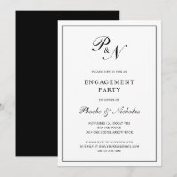 Formelle Schwarz-Weiß-Monogramm-Engagement-Partei