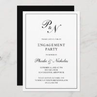 Formelle Schwarz-Weiß-Monogramm-Engagement-Partei