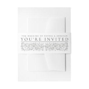 Formelle Scrolling-Blätter Schwarz-Weiß-Hochzeit Einladungsbanderole