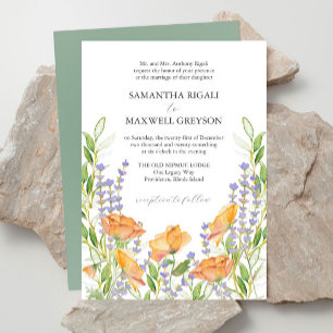 Formelle Wasserfarben-Blumen-Hochzeitseinladungen Einladung