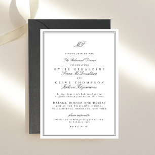 Formeller Rahmen Schwarz Weiß Hochzeitsprobe Abend Einladung
