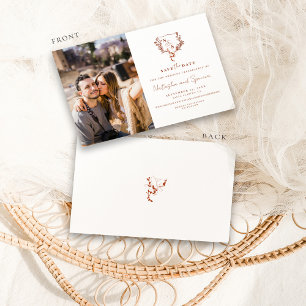 Formeller Rustikaler Blumenwappen-Monogramm-Hochze Save The Date