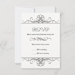 Formeller Vintager Schwarz/Weiß-Blüh - RSVP-Karte RSVP Karte