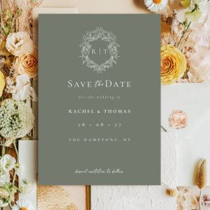 Formeller Wappen-Monogramm-Sage-Hochzeit Save The Date