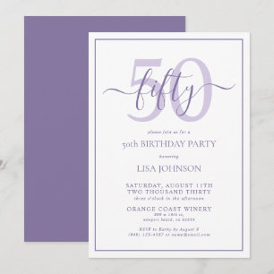 Formelles 50. Geburtstag Lilac Lavender Classic Sc Einladung