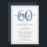 Formelles, 60. Geburtstag Navy Blue Classic Script Einladung<br><div class="desc">Feiern Sie die großen 6-0 im Stil! Nehmen Sie Ihre Geburtstagsfeier mit dieser offiziellen 60. Geburtstagsnacht mit klassischer Schrift auf die nächste Stufe. Mit einem klassischen Navy Blue Textkasten auf weißem Hintergrund können personalisierte Details in einer modernen, handgeschriebenen Kalligraphie enthalten werden. Fügen Sie auf der Rückseite der Karte ein zusätzliches...</div>