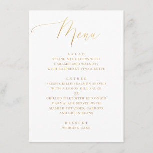 Formelles Gold-Script   Minimalistische Hochzeit Menükarte
