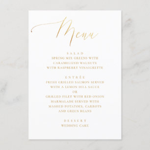 Formelles Gold-Script   Minimalistische Hochzeit Menükarte