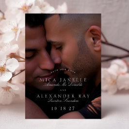 Formelles klassisches hellgraues Foto Save the Dat Magneteinladung