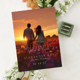 Formelles klassisches rosa Foto Save the Date Magneteinladung