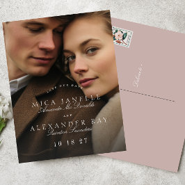 Formelles klassisches Rosa Taupe Foto Save the Dat Postkarte