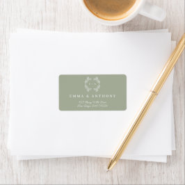 Formelles Vintag Sage Green Monogram Wedding Scrip Adressaufkleber