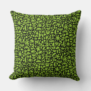 Formen Abstract 140821 - Martian Green auf Schwarz Kissen
