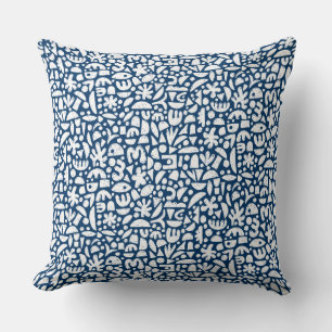 Formen Abstrakt 140821 - White on Indigo Blue Kissen