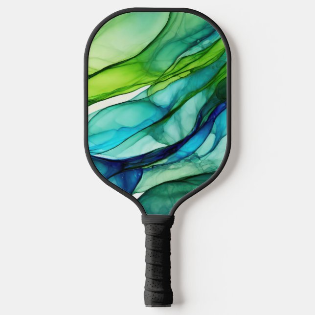 Formen in Grün und Blues Pickleball Paddel Pickleball Schläger (Vorderseite)