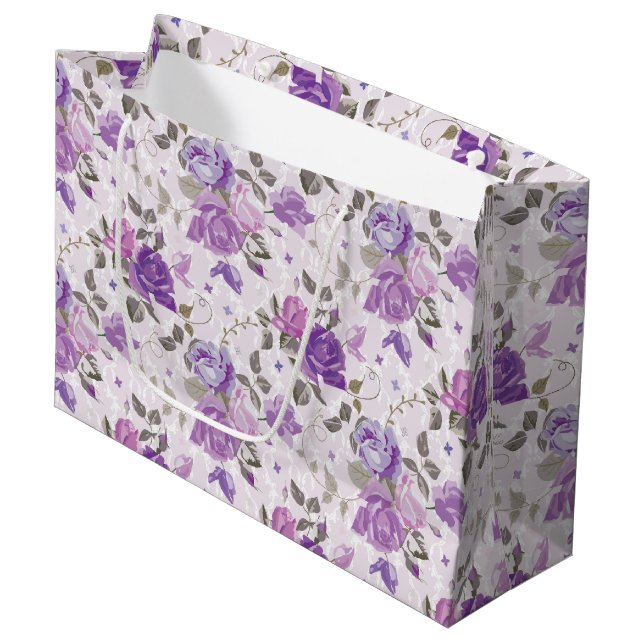 FORMEN LILA BLUME GROßE GESCHENKTÜTE (Vorderseite Schrägansicht)