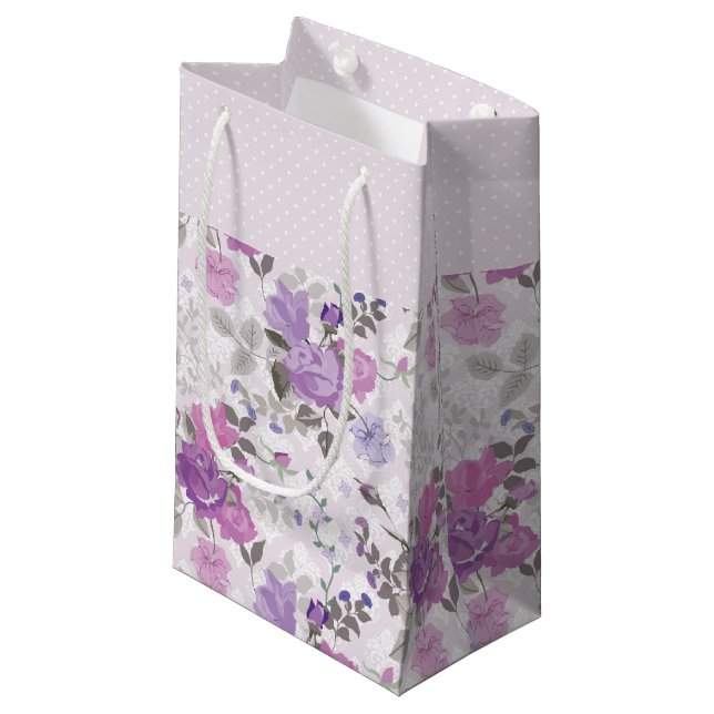 FORMEN LILA BLUME KLEINE GESCHENKTÜTE (Vorderseite Schrägansicht)