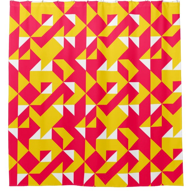 Formen mit roter und gelber Geometrie Duschvorhang (Vorderseite)