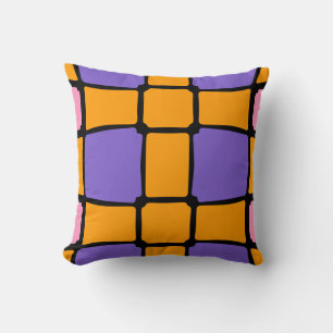 Formen Quadrate fett asymmetrisch lila orange Kissen