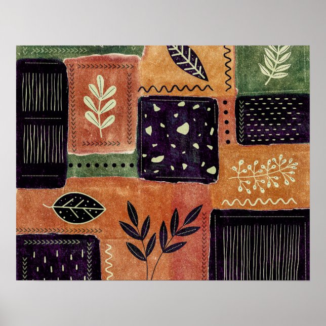 Formen und Blätter abstrakter geometrischer Kreise Poster (Vorne)