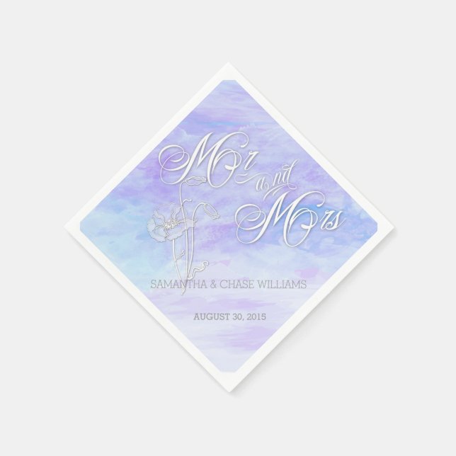 FORMEN VON BLUES WATERCOLOR POPPIES WEDING NAPKIN SERVIETTE (Ecke)