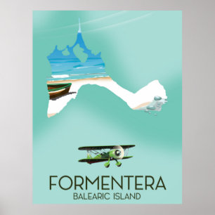Formentera Balearen Insel Karte Reiseplakat Poster