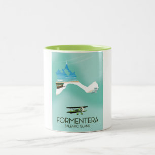 Formentera Balearische Insel Karte Reiseplakat Zweifarbige Tasse