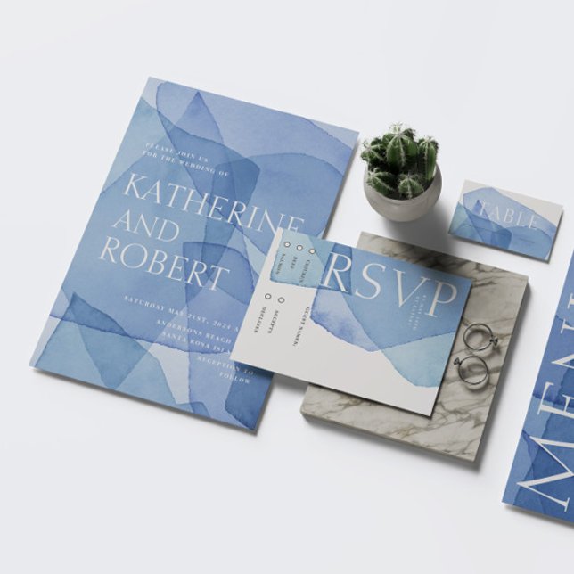 Formes d'aquarelle modernes Carte de réponse RSVP (Créateur téléchargé)