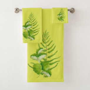 Formes en vert sur un ensemble de serviettes