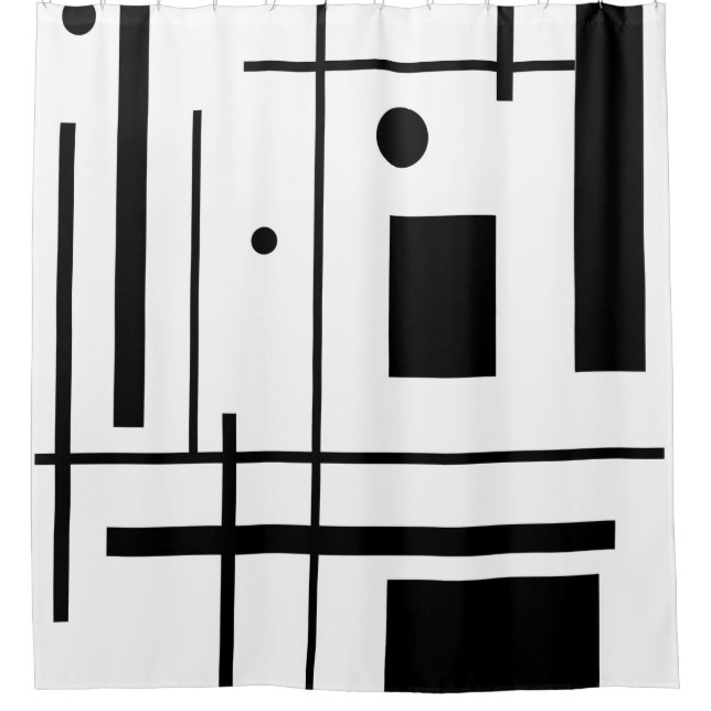 Formes géométriques noires sur un rideau de douche (Devant)