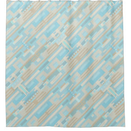 Formes géométriques rideau de douche bleu brun