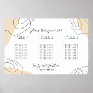 Formes Script 3 table Petit tableau Mariage