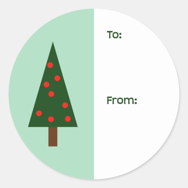 Formes simples Arbre de Noël Étiquette cadeau rond (Devant)