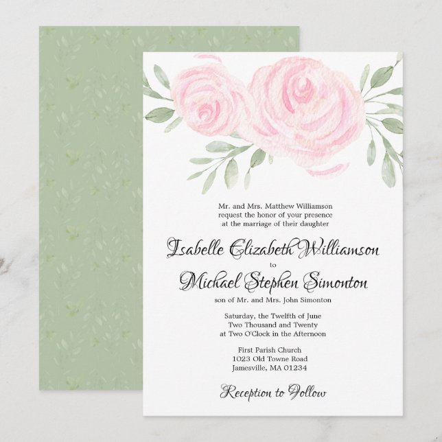 Förmliche Einladungen zu Hochzeiten in Rosa (Vorne/Hinten)