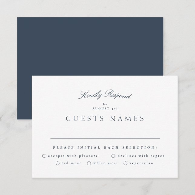 Förmliche Hochzeit der klassischen Navy mit blauer RSVP Karte (Vorne/Hinten)